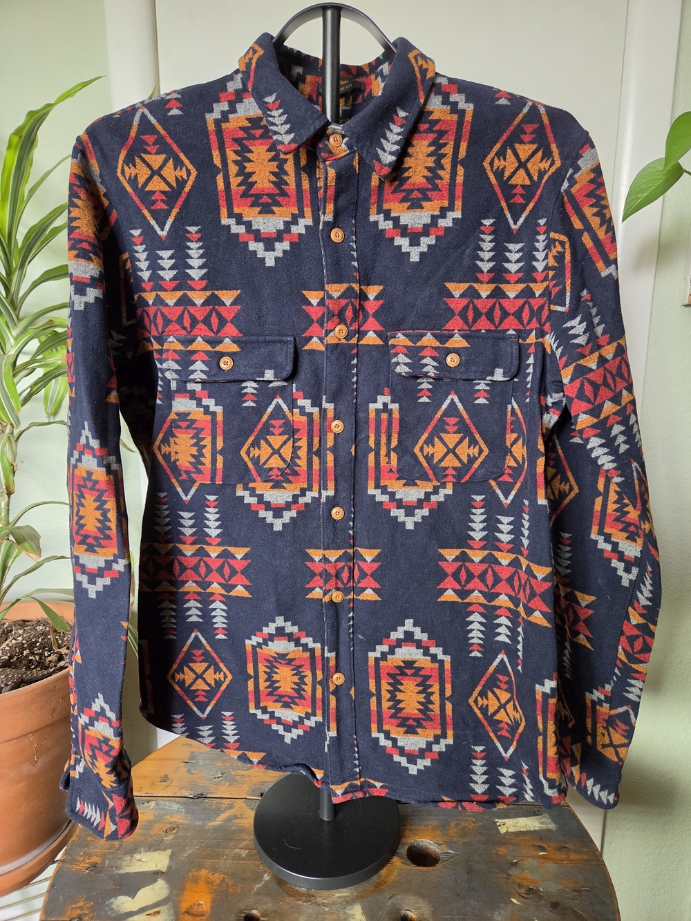 Lucky Brand Navy Aztec Pattern Flannel